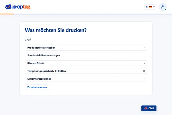 Startbildschirm der Mitarbeiter-App